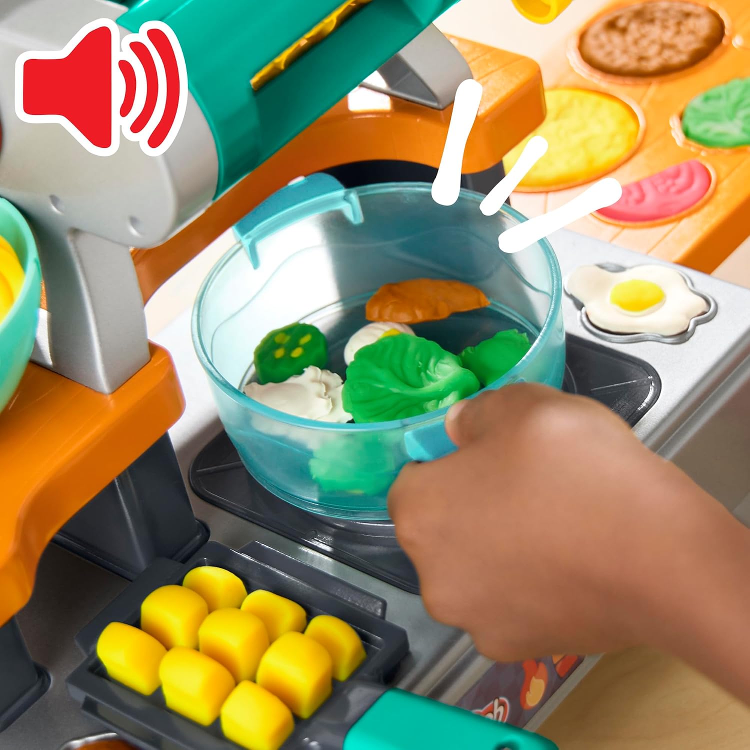 Play-Doh Brutzelspaß-Küche, Spielset mit realistischen Kochgeräuschen, mehr als 25 Spiel-Snacks zum Kneten, für Kinder zum Kneten & Spielen, ab 3 Jahren