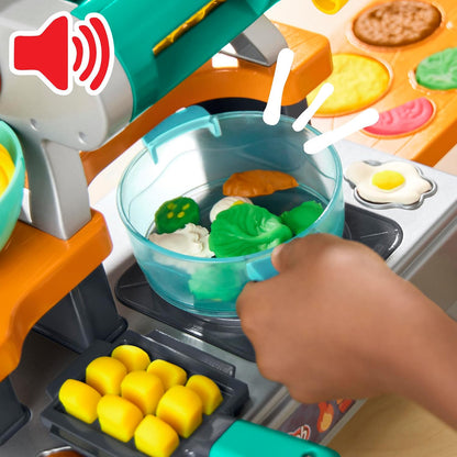 Play-Doh Brutzelspaß-Küche, Spielset mit realistischen Kochgeräuschen, mehr als 25 Spiel-Snacks zum Kneten, für Kinder zum Kneten & Spielen, ab 3 Jahren