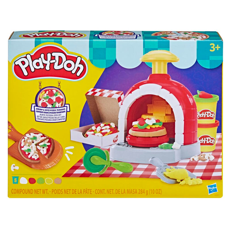 Play-Doh Bunte Pizzeria Spielset, 8 Accessoires & 5 Farben, Kinderspiel-Lebensmittel & Kochspielzeug, ab 3 Jahren