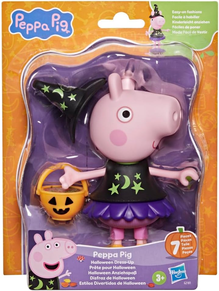 Peppa Pig Halloween Dress-Up Figure with 6 Easy-On Fashion Accessories, 6-Inch Doll, Preschool Toys for Girls and Boys Ages 3+