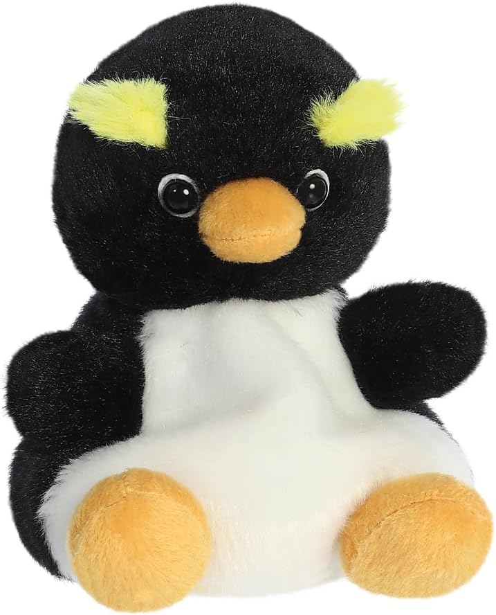 AURORA - 33694 - Palm Pals Rocco Rockhopper Penguin 13cm Soft Toy - Black - Fun Collectable Plush for Kids and Adult Collectors - Perfect for Birthdays, Gifts or Any occasion