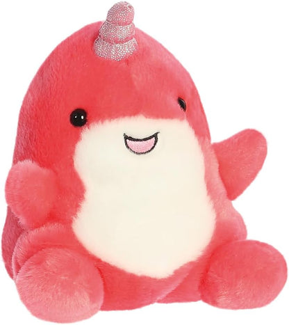AURORA- 33727- Palm Pals Nia Narwhal-13cm- Soft Toy- Pink - Fun Collectable Plush for Kids and Adult Collectors - Perfect for Birthdays, Gifts or any occasion