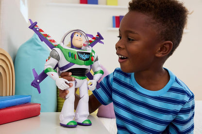 Mattel Disney and Pixar Toy Story 5 Flight Mode Hi-TechBuzz Lightyear | Movable Wing Activation, 12-inch Toy Figure, 35+ Sounds & Movie Phrases