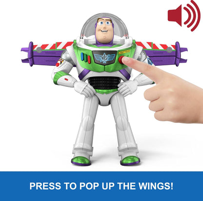 Mattel Disney and Pixar Toy Story 5 Flight Mode Hi-TechBuzz Lightyear | Movable Wing Activation, 12-inch Toy Figure, 35+ Sounds & Movie Phrases