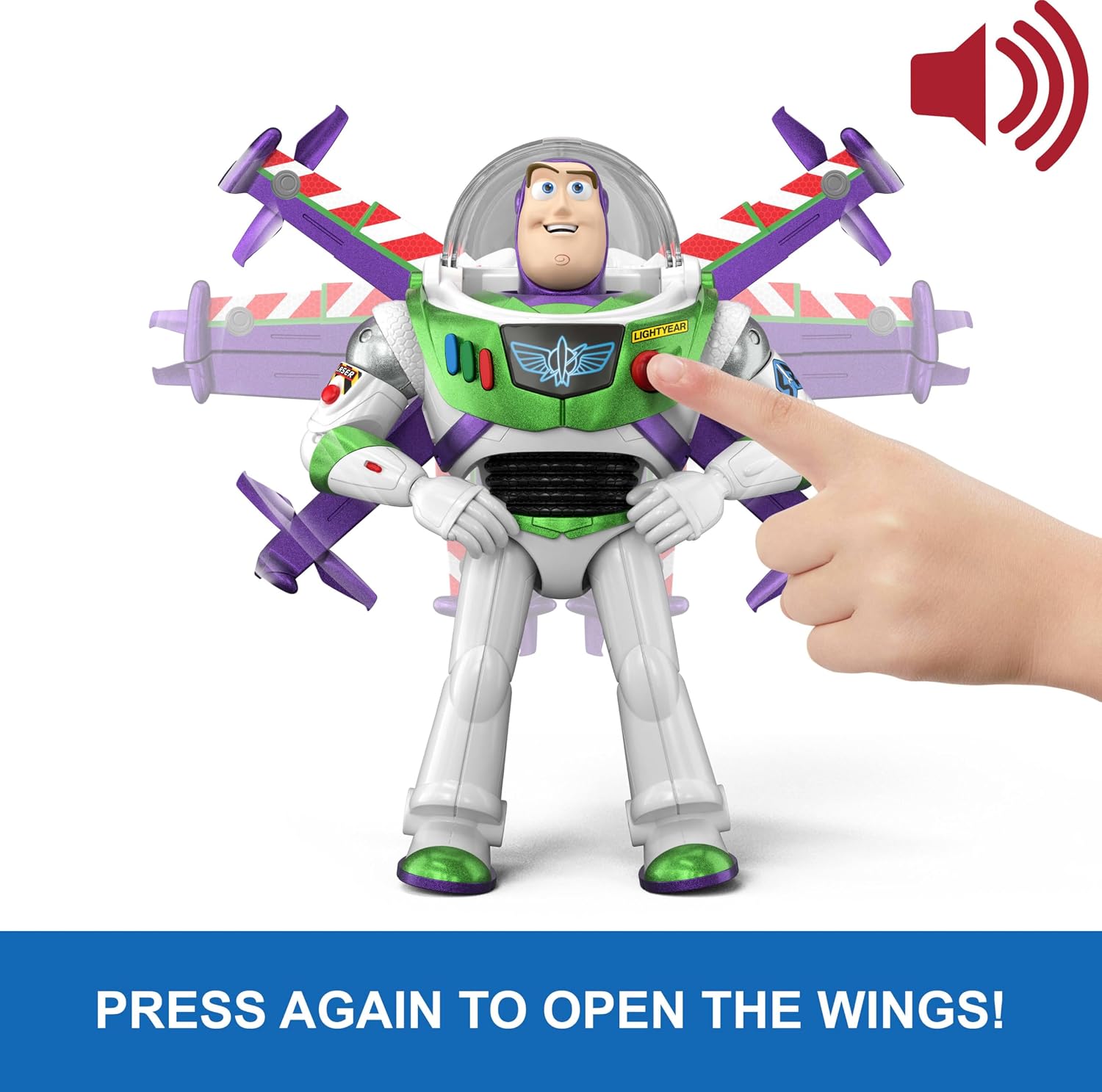 Mattel Disney and Pixar Toy Story 5 Flight Mode Hi-TechBuzz Lightyear | Movable Wing Activation, 12-inch Toy Figure, 35+ Sounds & Movie Phrases
