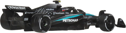 Hot Wheels Premium Formula 1 Toy Cars, 2 1:64 Scale Mercedes-AMG PETRONAS Formula 1 Team Racecars of George Russell & Kimi Antonelli, JMM93