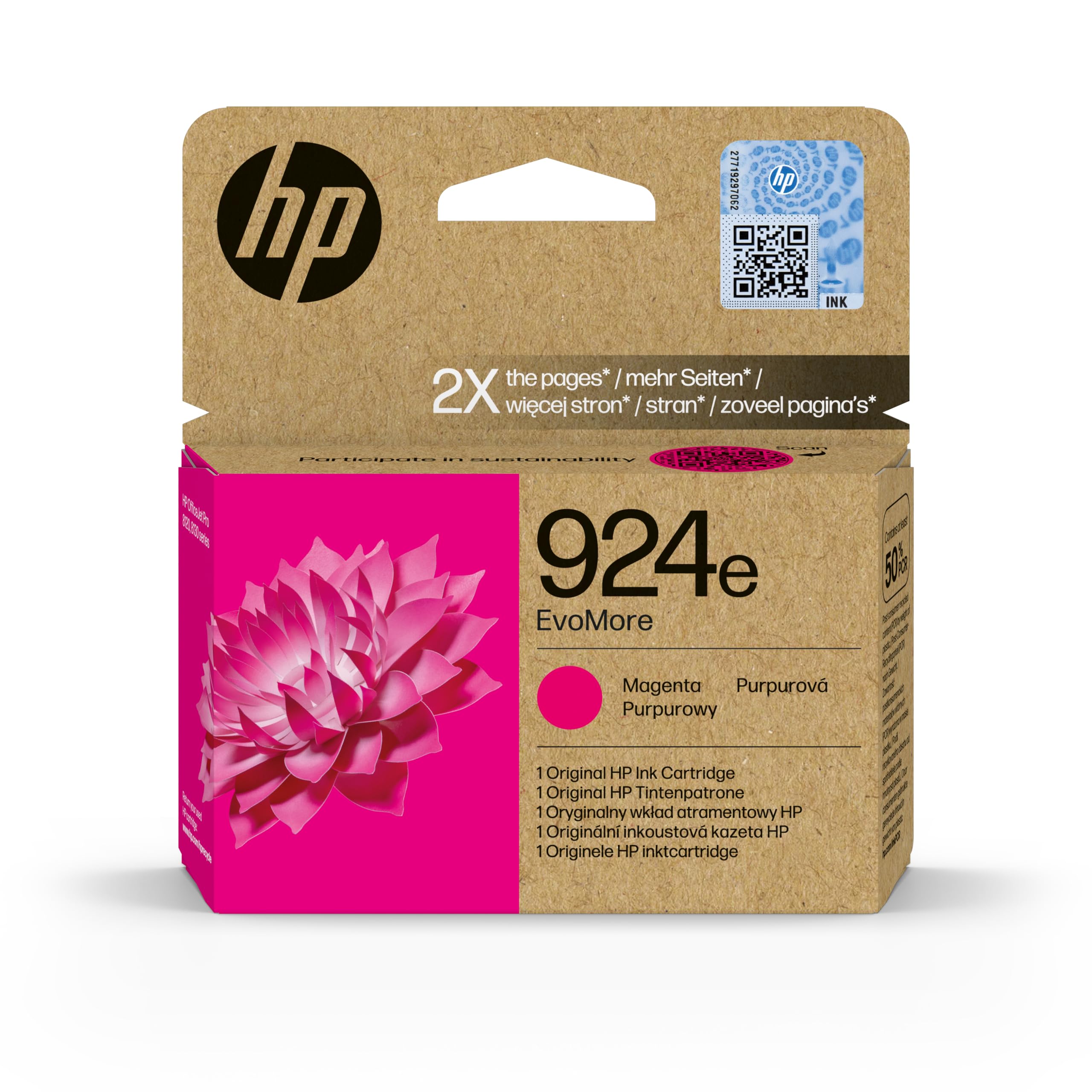 HP 924e EvoMore Magenta Original Ink Cartridge (4K0U8NE) OfficeJet Pro 8120, 8130 series