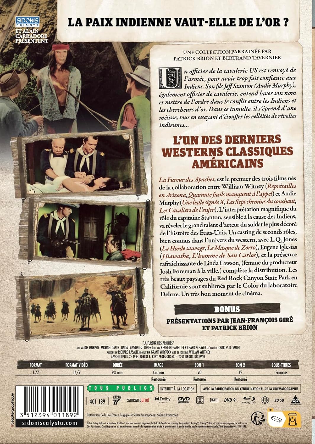 La Fureur Des Apaches+Blu-Ray