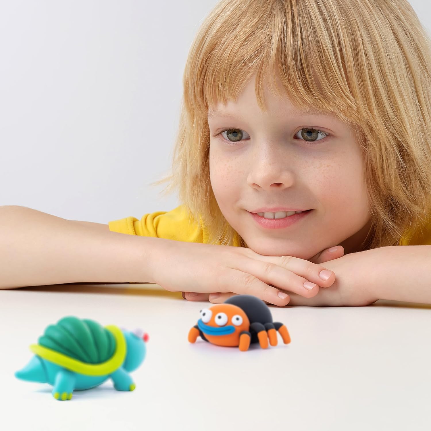 HEY CLAY - 15 Dosen lufttrocknende Knete für Kinder ab 3 Jahren - Kreatives Bastelset - Modelliermasse lufttrocknend Knete ab 3 Jahre (Exotische Tiere