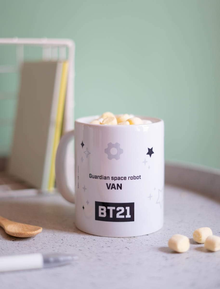 Erik Tasse BT21 Van - Erik Tasse BT21 RJ - Kaffeebecher Tasse für Kaffee oder Tee - BT21 Merchandising - Größe : 9,5 cm x 8 cm - Fassungsvermögen : 350 ml - Offizielle Lizenz -BT21 Fanartikel