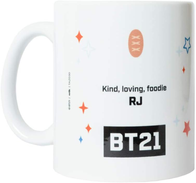 Erik Tasse BT21 RJ - Kaffeebecher Tasse Kaffee und Tee Offizielles BT21 Merchandising - Größe : 9,5 cm x 8 cm - Fassungsvermögen : 350 ml - Offizielle Lizenz - BT21 Fanartikel