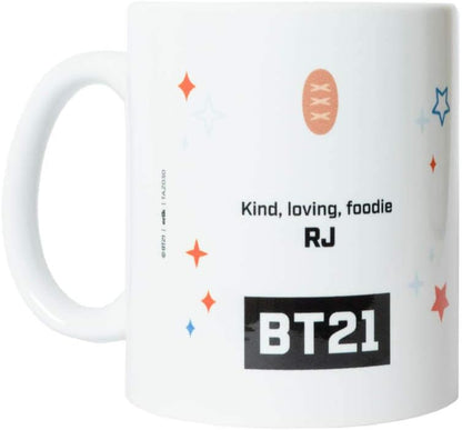 Erik Tasse BT21 RJ - Kaffeebecher Tasse Kaffee und Tee Offizielles BT21 Merchandising - Größe : 9,5 cm x 8 cm - Fassungsvermögen : 350 ml - Offizielle Lizenz - BT21 Fanartikel