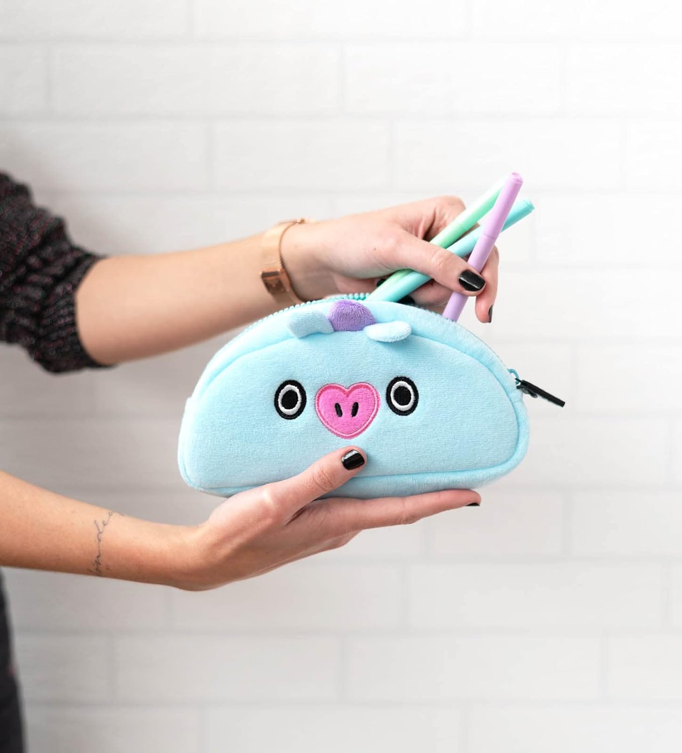 Grupo Erik Plüsch Mäppchen BT21 New Mang 1 Fach - Stift Etui Schule BTS Fanartikel - Federmäppchen Mädchen Schlampermäppchen Offizieller BT21 Merch