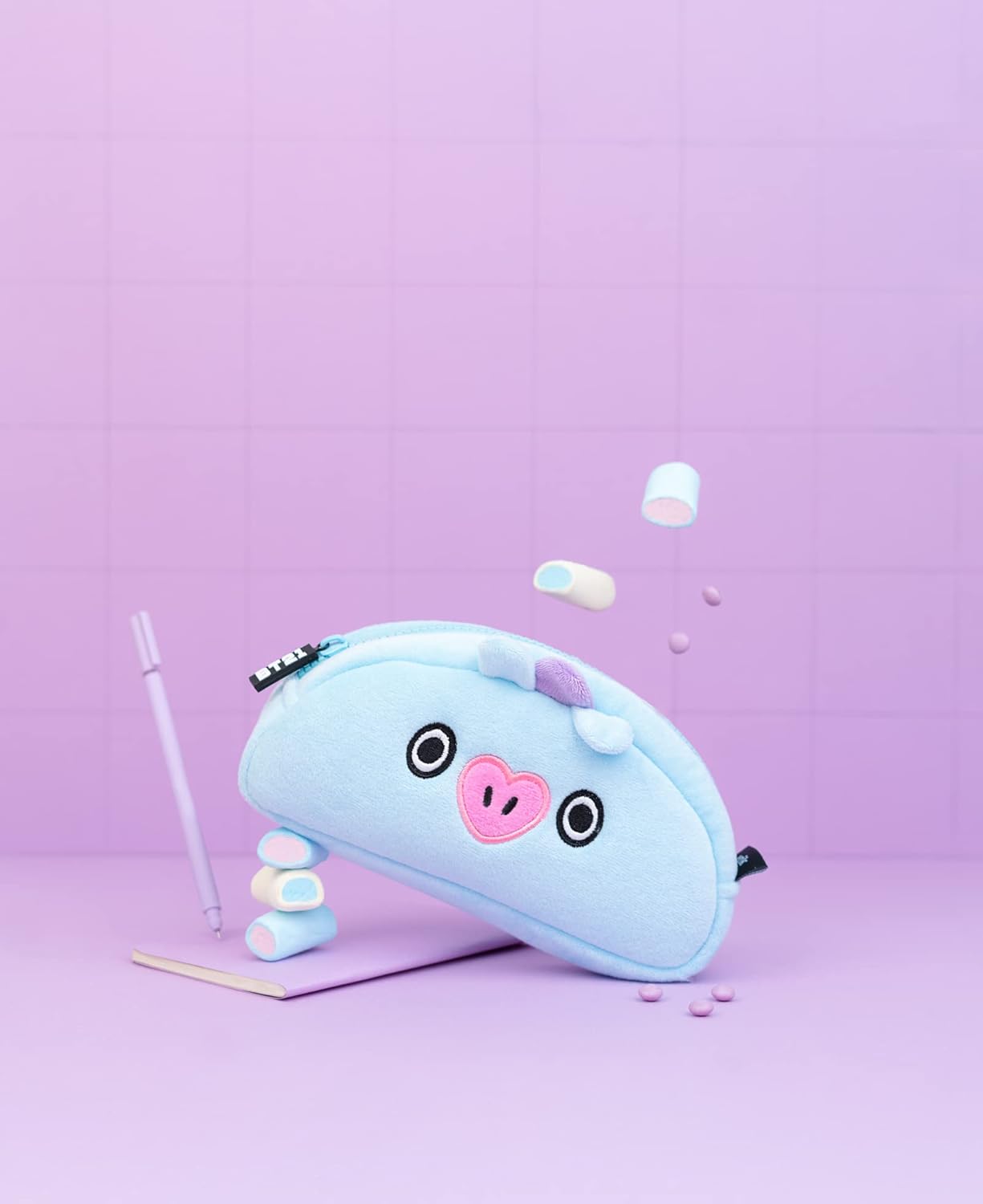 Grupo Erik Plüsch Mäppchen BT21 New Mang 1 Fach - Stift Etui Schule BTS Fanartikel - Federmäppchen Mädchen Schlampermäppchen Offizieller BT21 Merch
