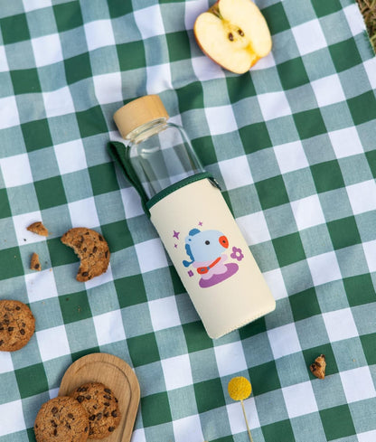Grupo Erik Trinkflasche 500 ml Glas - GYM FlascheBT21 Mang Glasflasche 500 ml - Sportflasche Kinder - Wasserflasche Glas - BTS Fanartikel Offizieller BTS Merch
