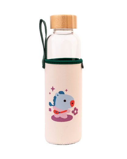 Grupo Erik Trinkflasche 500 ml Glas - GYM FlascheBT21 Mang Glasflasche 500 ml - Sportflasche Kinder - Wasserflasche Glas - BTS Fanartikel Offizieller BTS Merch