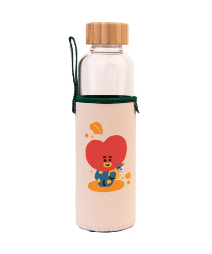 Grupo Erik Trinkflasche 500 ml Glas - GYM FlascheBT21 Tata Glasflasche 500 ml - Sportflasche Kinder - Wasserflasche Glas - BTS Fanartikel Offizieller BTS Merch