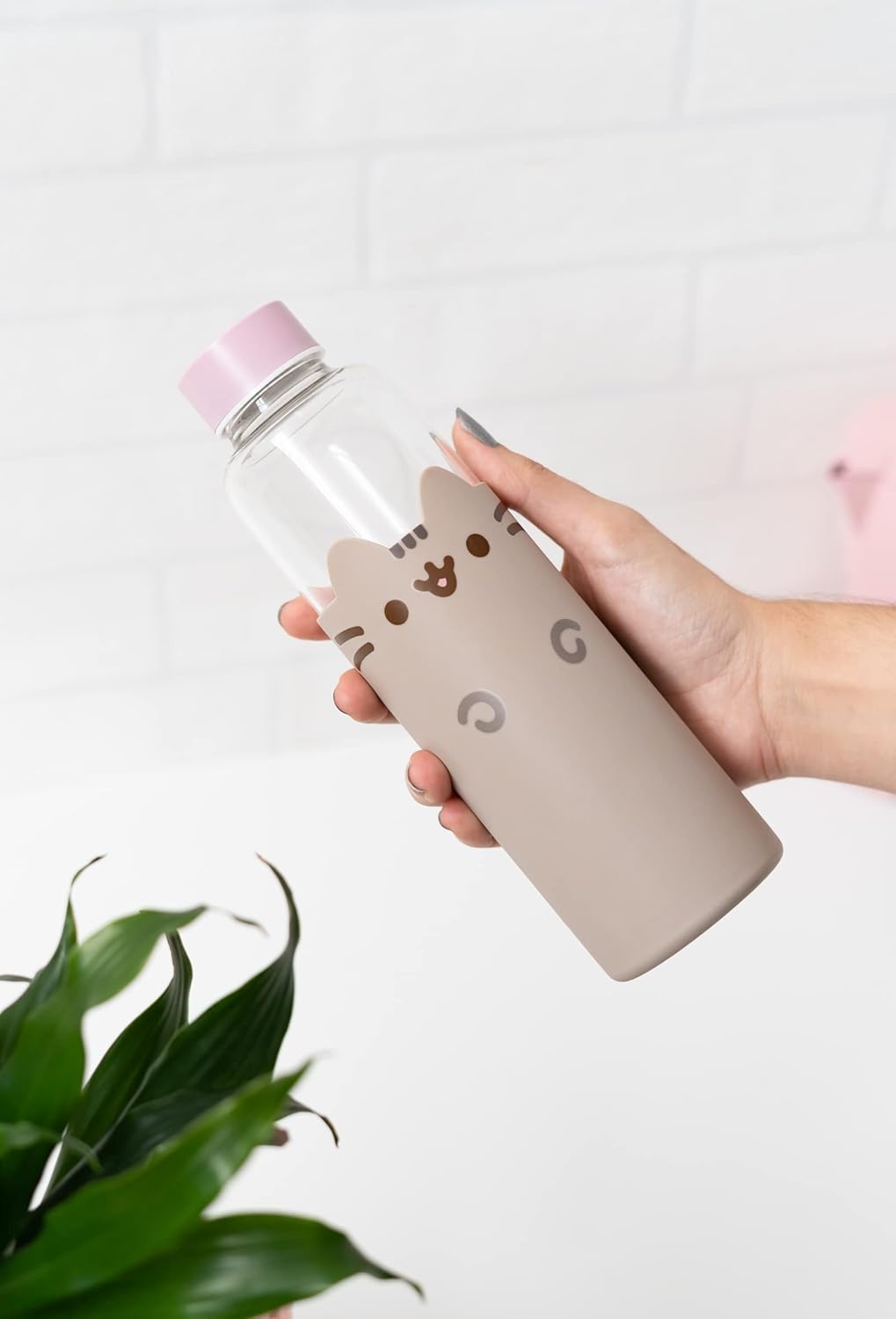 Grupo Erik Wasserflasche Glas - Pusheen Wasserflasche - Thermoflasche 500ml - Trinkflasche mit Silikon Abdeckung - Trinkflasche Kinder - Offizielle Lizenz