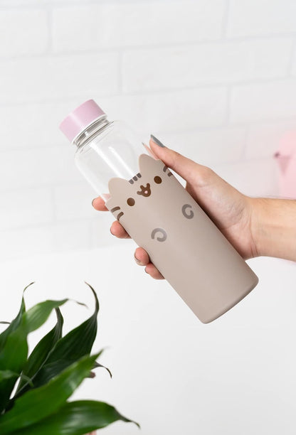 Grupo Erik Wasserflasche Glas - Pusheen Wasserflasche - Thermoflasche 500ml - Trinkflasche mit Silikon Abdeckung - Trinkflasche Kinder - Offizielle Lizenz