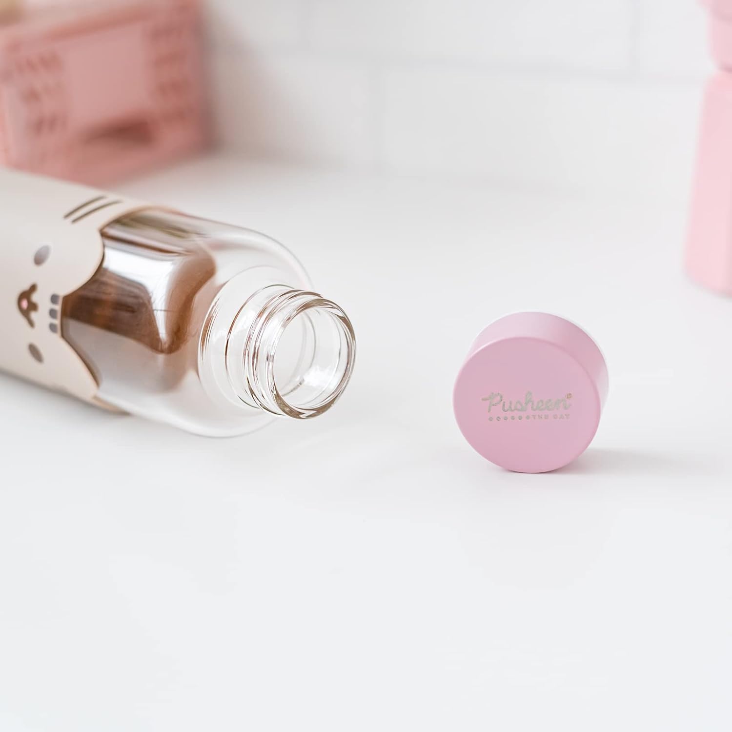 Grupo Erik Wasserflasche Glas - Pusheen Wasserflasche - Thermoflasche 500ml - Trinkflasche mit Silikon Abdeckung - Trinkflasche Kinder - Offizielle Lizenz