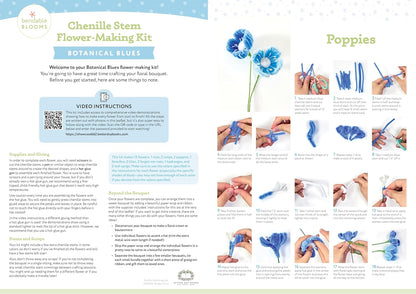 Bendable Blooms Chenille Stem Flower-Making Kit Botanical Blues: Everything You Need to Make a Beautiful Floral Bouquet: Over 140 Chenille Stems with ... Grosgrain Ribbon, and an Instruction Leaflet