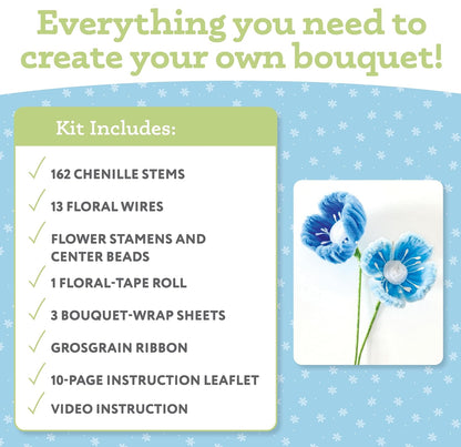 Bendable Blooms Chenille Stem Flower-Making Kit Botanical Blues: Everything You Need to Make a Beautiful Floral Bouquet: Over 140 Chenille Stems with ... Grosgrain Ribbon, and an Instruction Leaflet