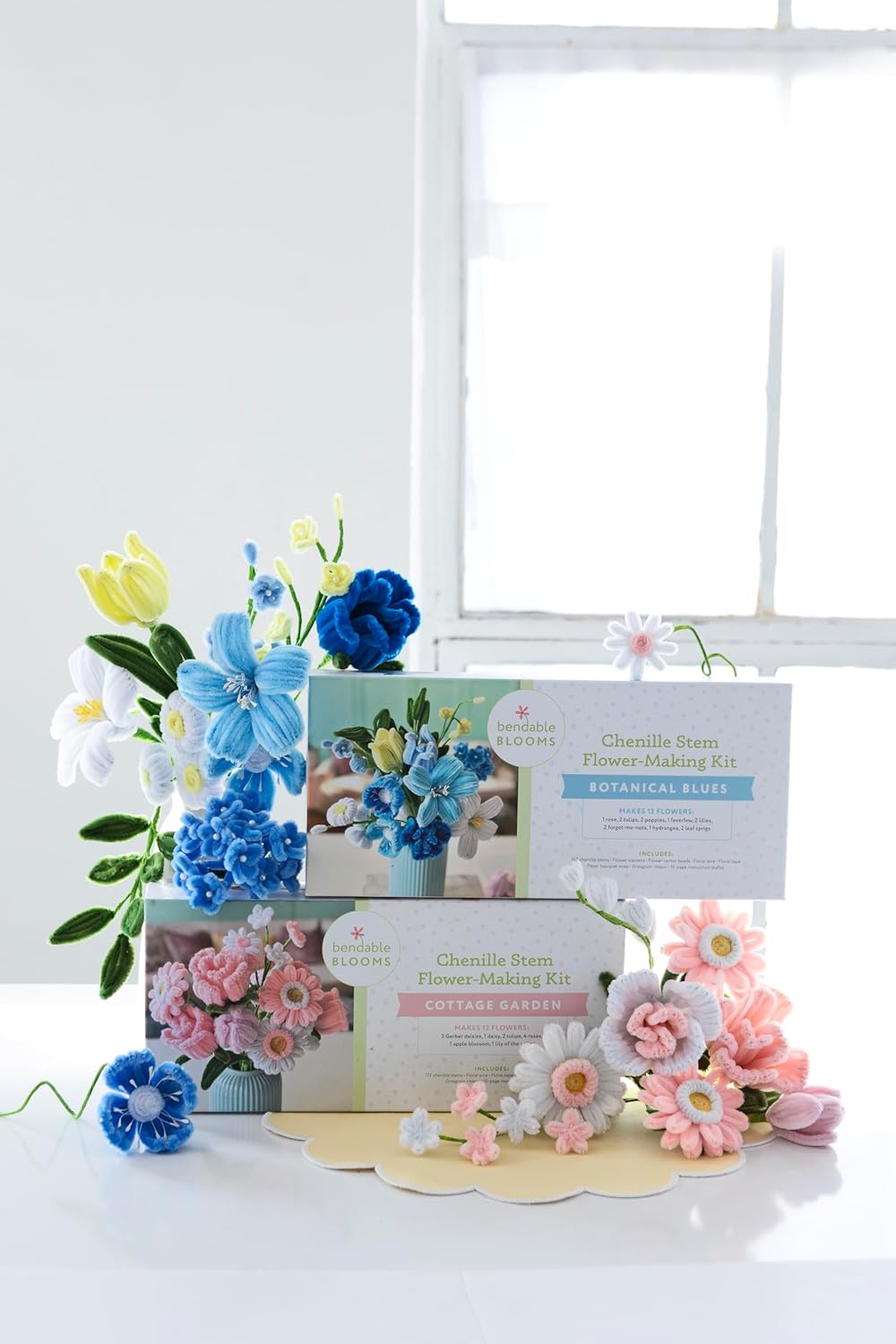 Bendable Blooms Chenille Stem Flower-Making Kit Cottage Garden: Everything You Need to Make a Beautiful Floral Bouquet: Over 150 Chenille Stems with ... Grosgrain Ribbon, and an Instruction Leaflet