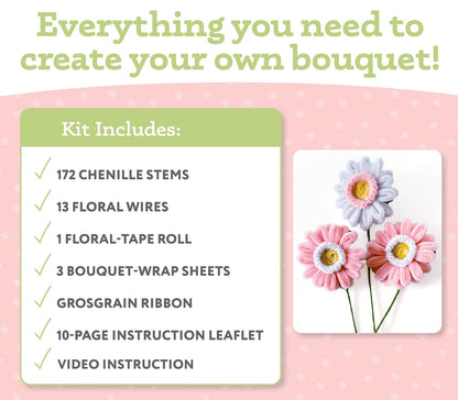 Bendable Blooms Chenille Stem Flower-Making Kit Cottage Garden: Everything You Need to Make a Beautiful Floral Bouquet: Over 150 Chenille Stems with ... Grosgrain Ribbon, and an Instruction Leaflet