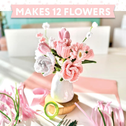 Bendable Blooms Chenille Stem Flower-Making Kit Cottage Garden: Everything You Need to Make a Beautiful Floral Bouquet: Over 150 Chenille Stems with ... Grosgrain Ribbon, and an Instruction Leaflet