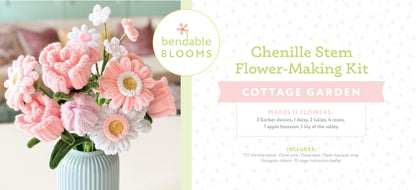 Bendable Blooms Chenille Stem Flower-Making Kit Cottage Garden: Everything You Need to Make a Beautiful Floral Bouquet: Over 150 Chenille Stems with ... Grosgrain Ribbon, and an Instruction Leaflet