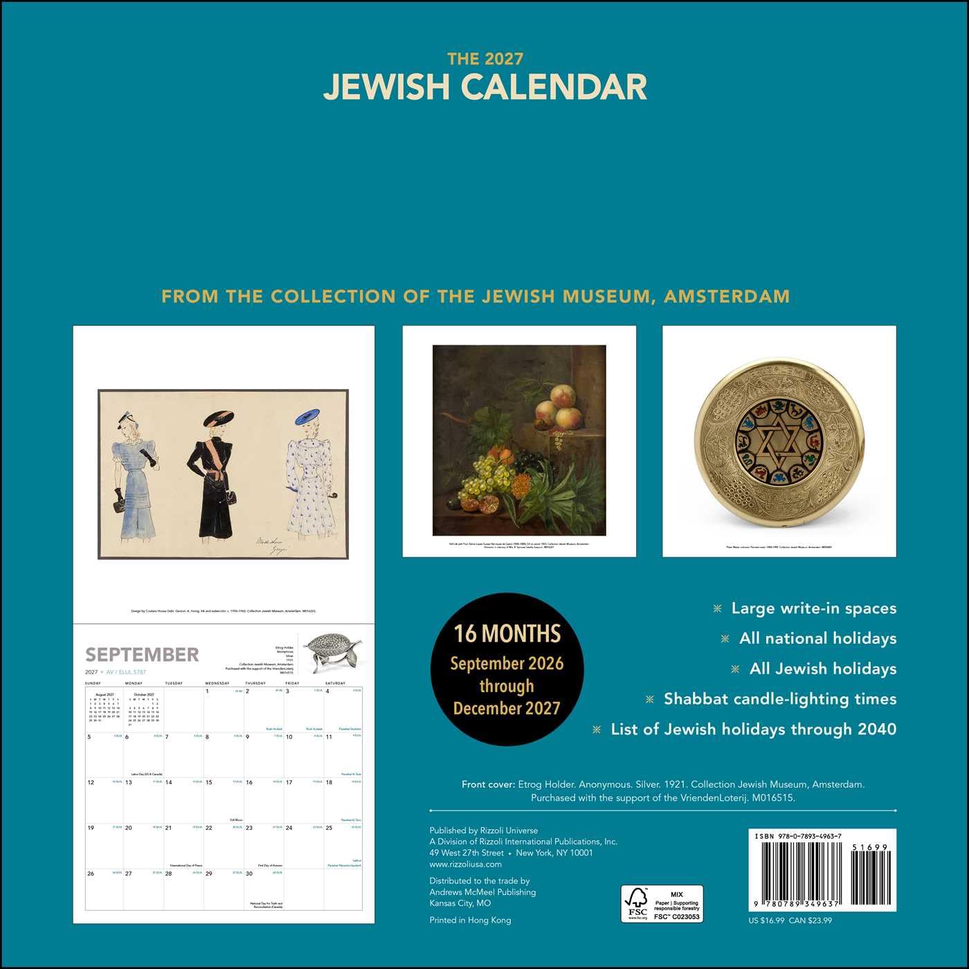 The Jewish Calendar 2026–2027 (5787) 16-Month Wall Calendar: Original Universe-Kalender