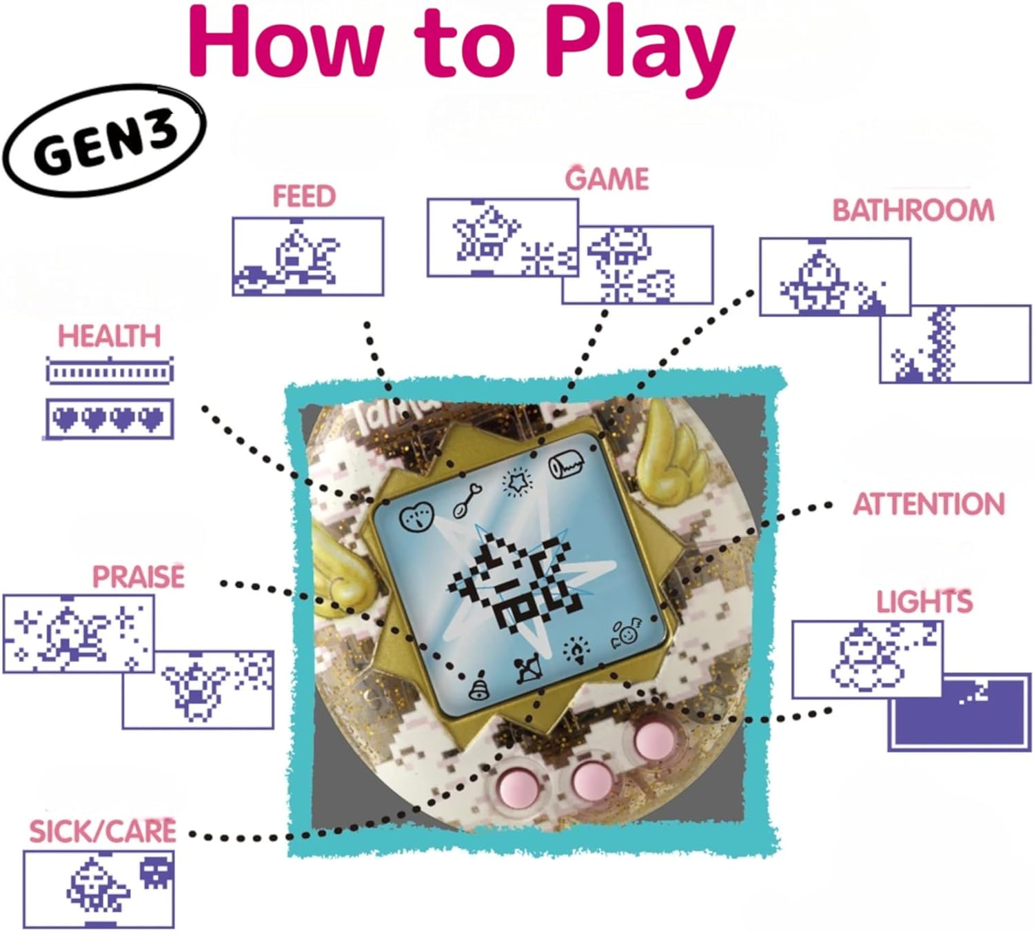 TAMAGOTCHI Bandai Original Angel Carousel Digital Pet | Nurture And Raise The Original Electronic Pet Japanese Kids Toys For Girls And Boys Make Great 90s Retro Gifts