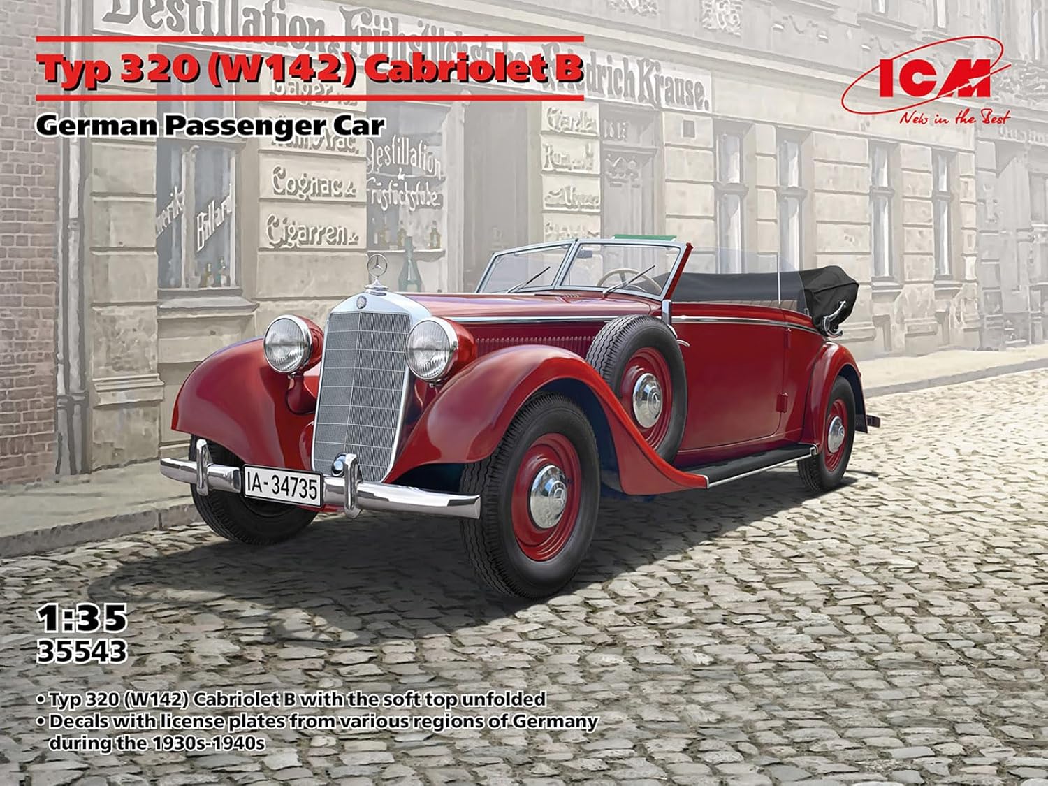 ICM - Modello Auto Typ 320 (w142) Cabriolet B German Passenger Car |icm|35543| 1:35 Modellino Char Promo