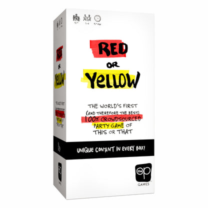 USAopoly Red or Yellow Party Game - Fast-Paced Group Fun, 3-8 Players | A hilarious 15-minute party game for large groups. Great for game nights, teens, and adults. Easy to learn and play!