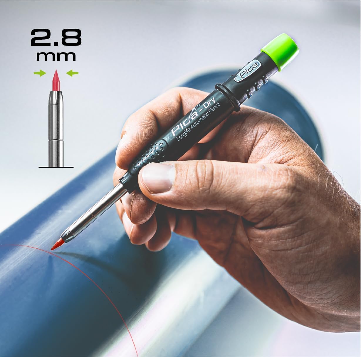 Pica 4070 I 8-delig speciaal reserve-minen set voor Pica Dry 3030 diepboormarker I zomermine I waterbestendig I stabiel tot 70°C I 3x grafiet 2B, 3x rood, 2x wit in stevige kunststofdoos