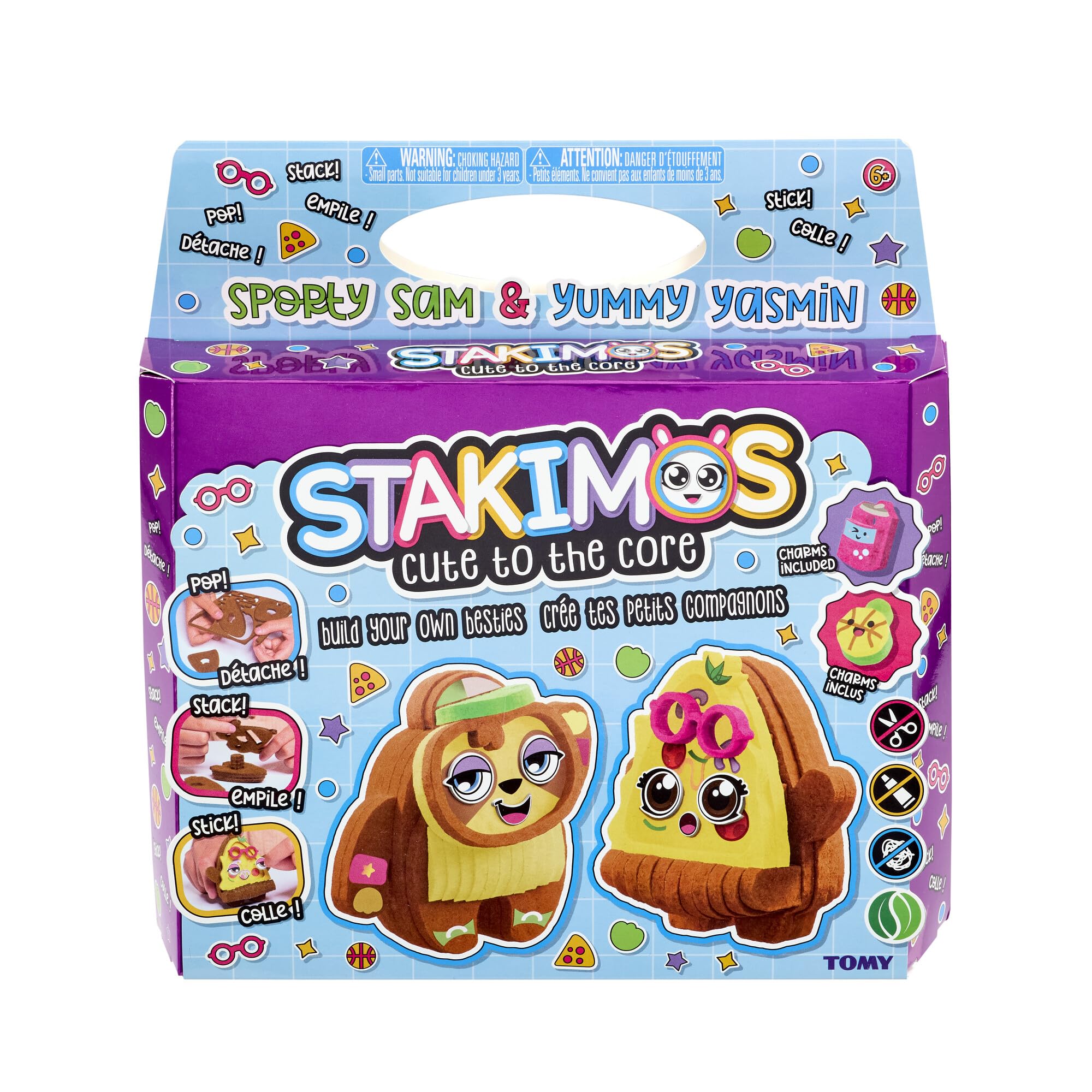 TOMY Stakimos Sporty Sam and Yummy Yasmin | Kids Craft Set to Build Your Own Adorable 3D Characters from Recycled Polyester Craft Foam | No Glue or Cutting Needed | Craft Kits for Kids Ages 6+ Years