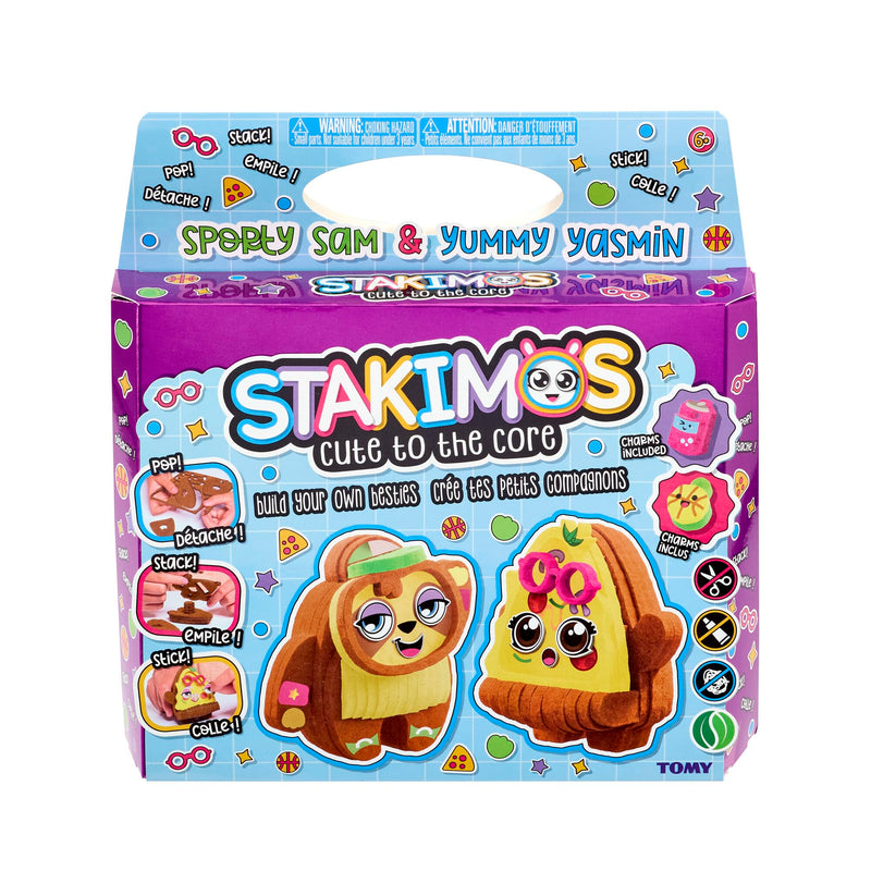 TOMY Stakimos Sporty Sam and Yummy Yasmin | Kids Craft Set to Build Your Own Adorable 3D Characters from Recycled Polyester Craft Foam | No Glue or Cutting Needed | Craft Kits for Kids Ages 6+ Years