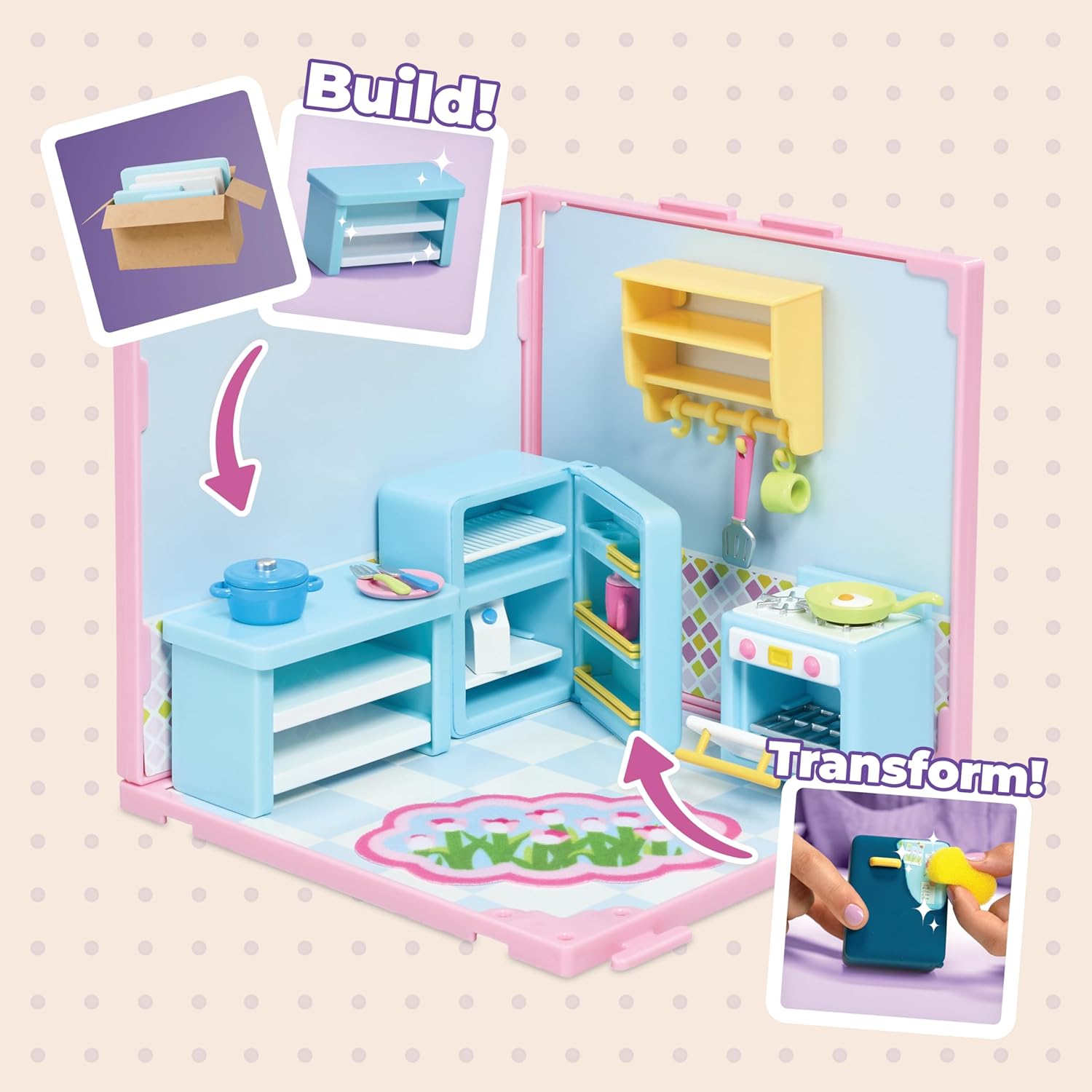Goliath Suite Spaces - Kitchen Set | Your Room, Your Rules! Contains 20 Cooking Themed Accessories | Modular Dolls House Rooms with Customizable Furniture & Decor | For Ages 6+