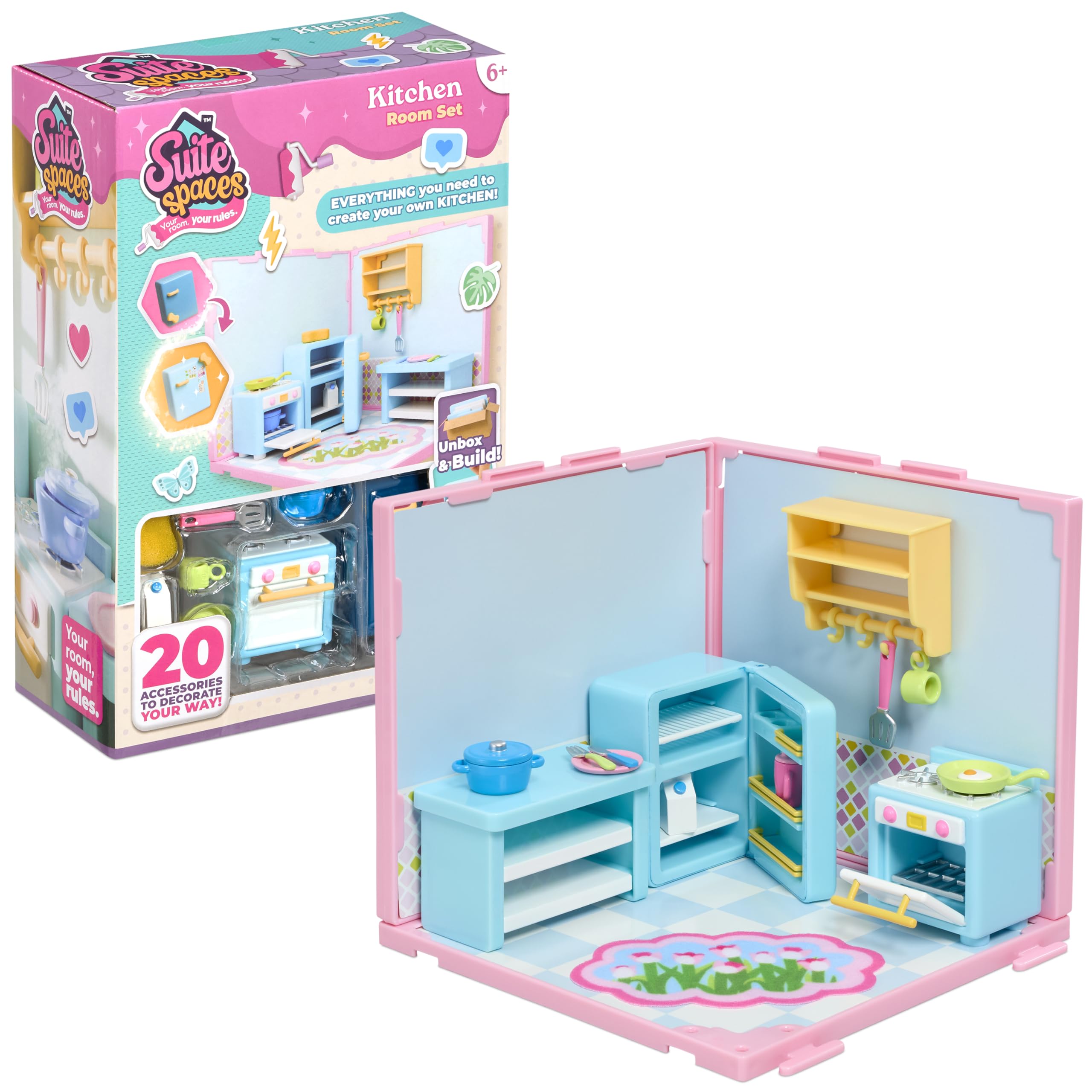 Goliath Suite Spaces - Kitchen Set | Your Room, Your Rules! Contains 20 Cooking Themed Accessories | Modular Dolls House Rooms with Customizable Furniture & Decor | For Ages 6+