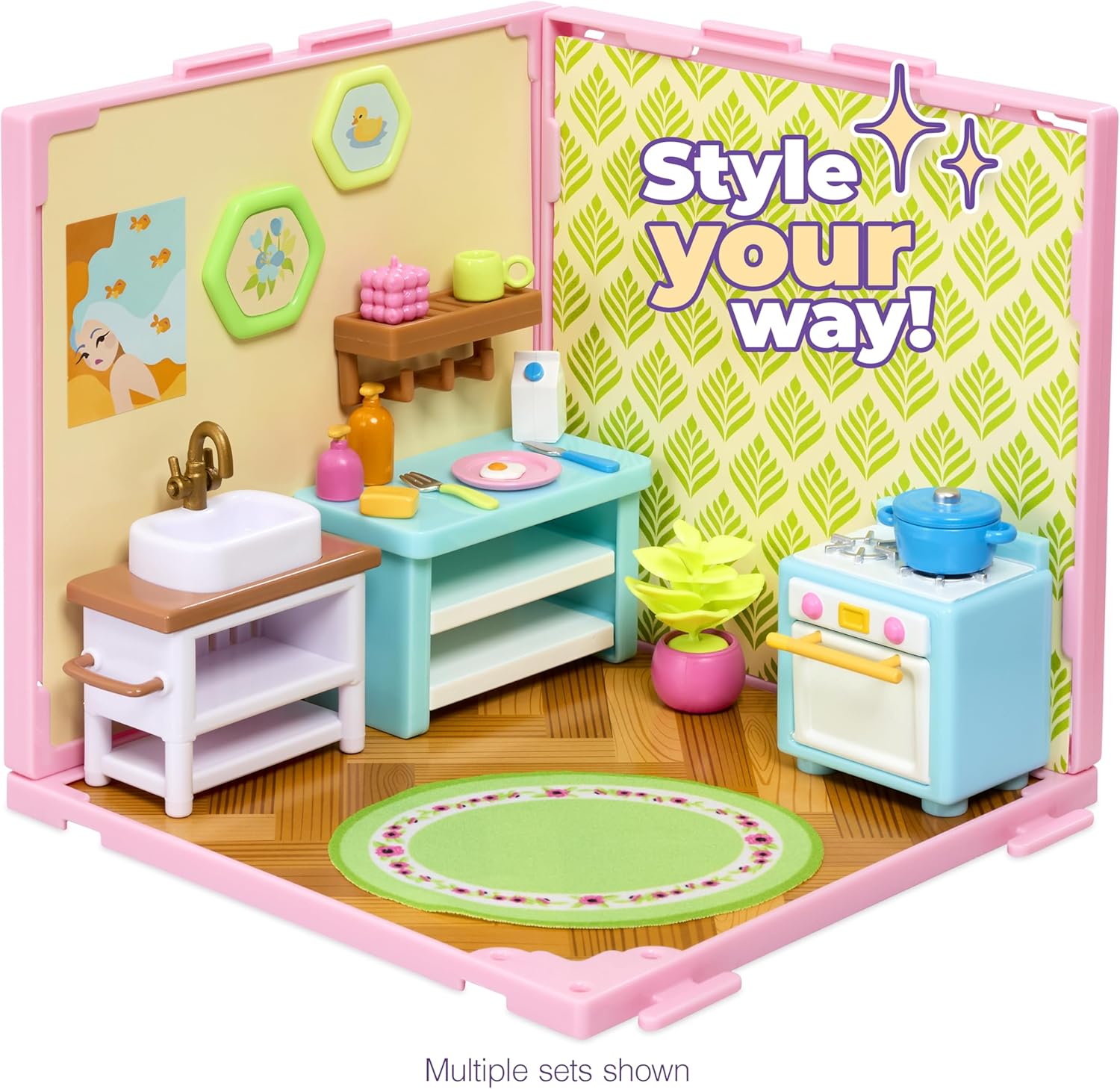 Goliath Suite Spaces - Kitchen Set | Your Room, Your Rules! Contains 20 Cooking Themed Accessories | Modular Dolls House Rooms with Customizable Furniture & Decor | For Ages 6+