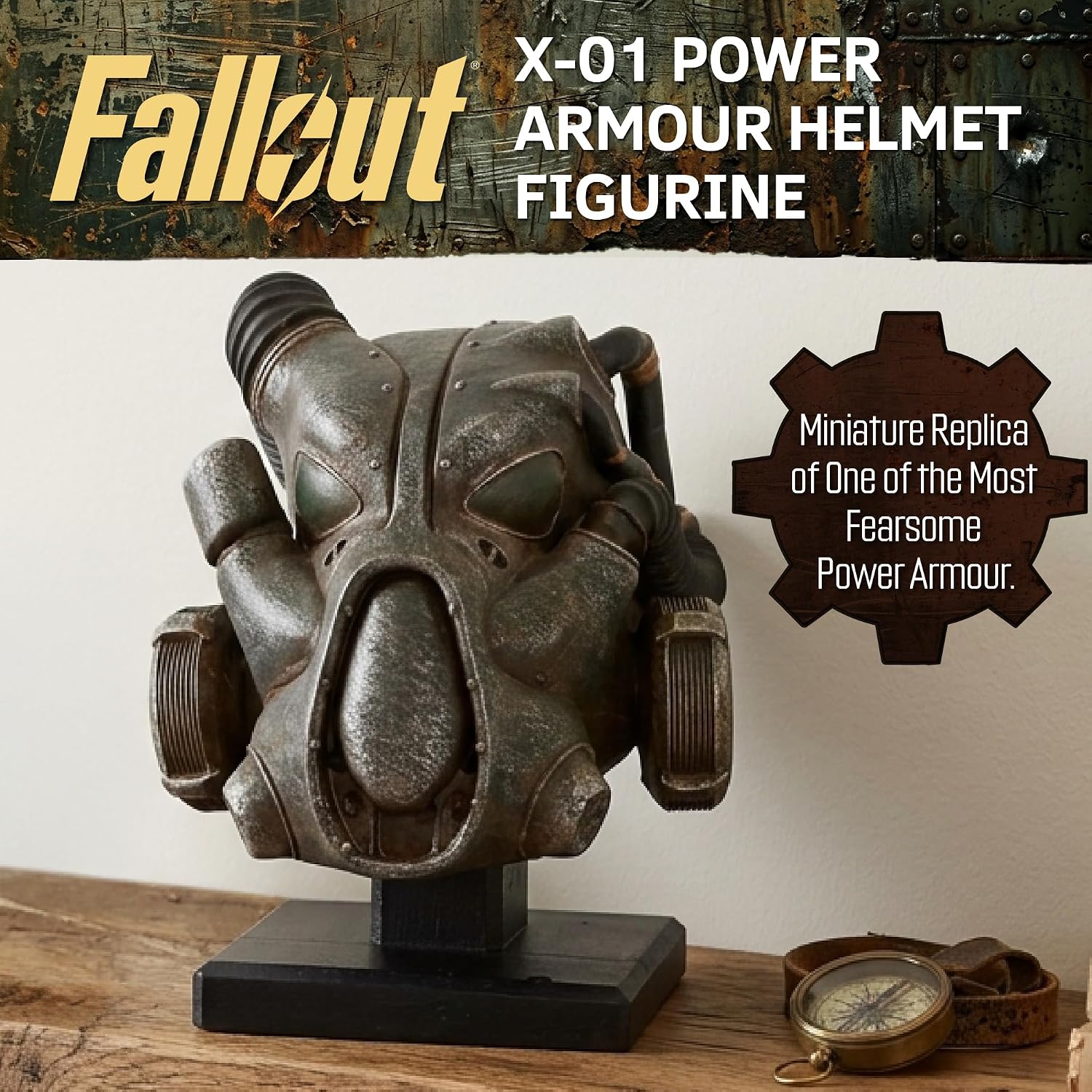 Nemesis Now Fallout X-01 Power Armour Helm Figurine - Officieel gelicenseerde handgeschilderde hars Gaming Collectible Replica, 11,5 cm