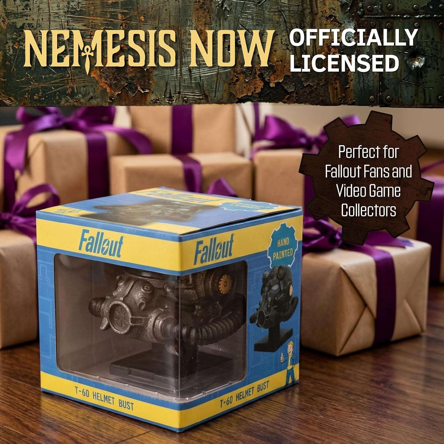 Nemesis Now Fallout T-60 Power Armour Helm Figurine - Officieel gelicenseerde handgeschilderde hars Gaming Collectible Replica, 11,1 cm
