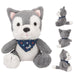 Depesche 12455 Snukis - Knuffel wolf Paul met zachte vacht in grijs en wit, ca. 18 cm hoog knuffel met sjaal