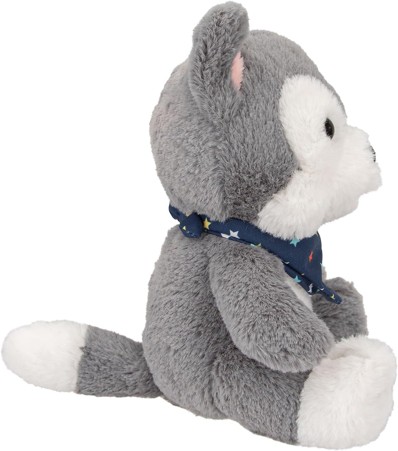 Depesche 12455 Snukis - Knuffel wolf Paul met zachte vacht in grijs en wit, ca. 18 cm hoog knuffel met sjaal