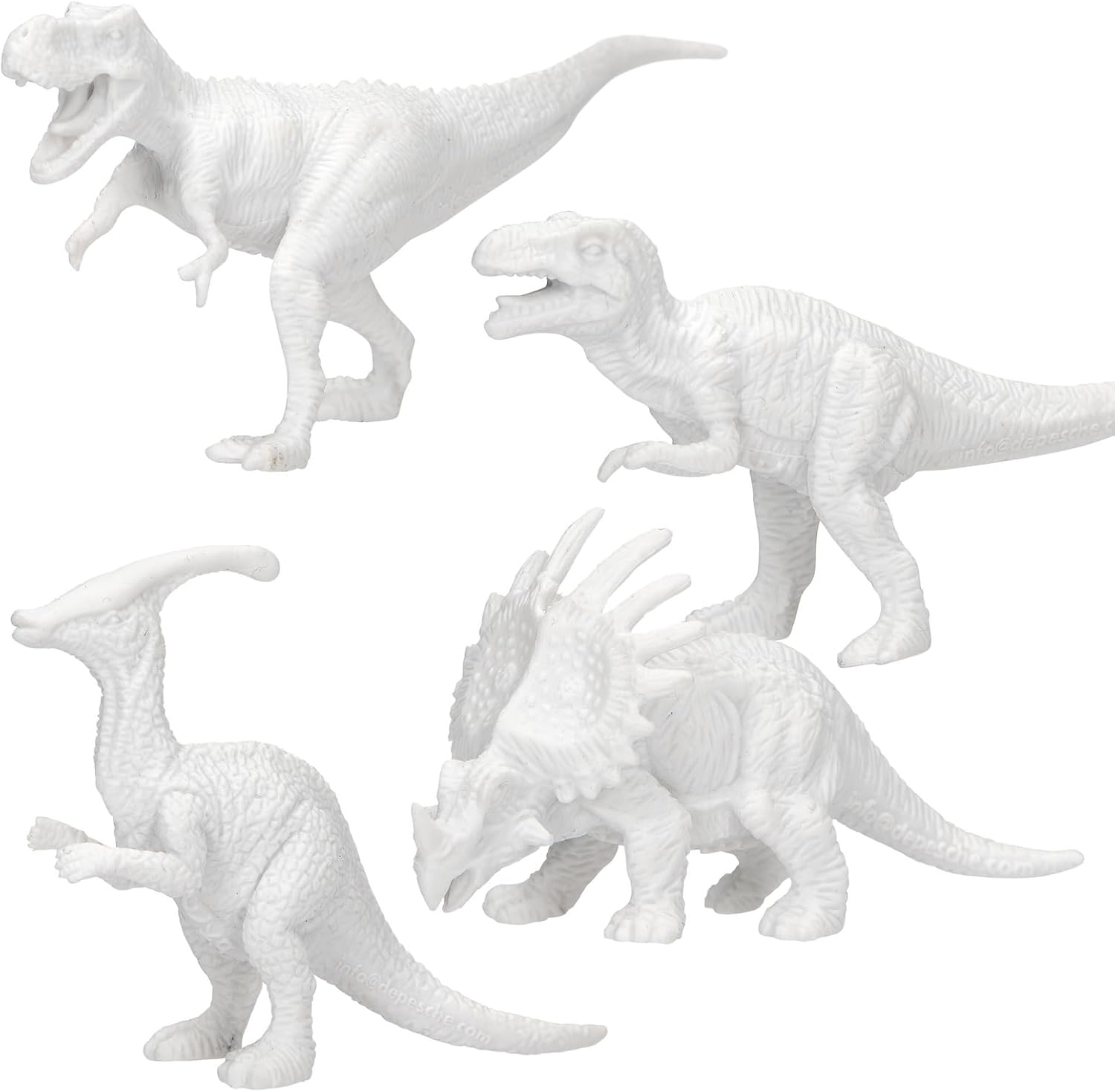 Depesche 12672 Dino World DIY Kleur je Dino - 4 dinosaurusfiguren om zelf te maken, set incl. acrylverf, penselen, palet en instructies