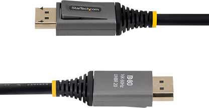 StarTech 1m DisplayPort 2.1 Cable, VESA Certified DP80 DisplayPort Cable, Uncompressed 10K/8K 60Hz, 16K 60Hz/8K 240Hz w/DSC 1.2a, DP 2.1 Monitor Cord