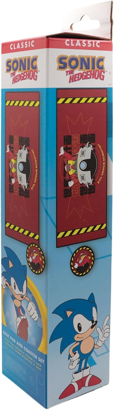 Sonic the Hedgehog Dr. Eggman - Sottomano da scrivania e sottobicchiere ufficiale per videogiochi, 800 x 300 mm, con sottobicchiere abbinato da 100 mm