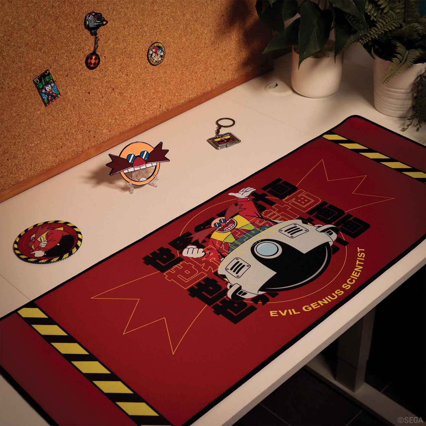 Sonic the Hedgehog Dr. Eggman - Sottomano da scrivania e sottobicchiere ufficiale per videogiochi, 800 x 300 mm, con sottobicchiere abbinato da 100 mm