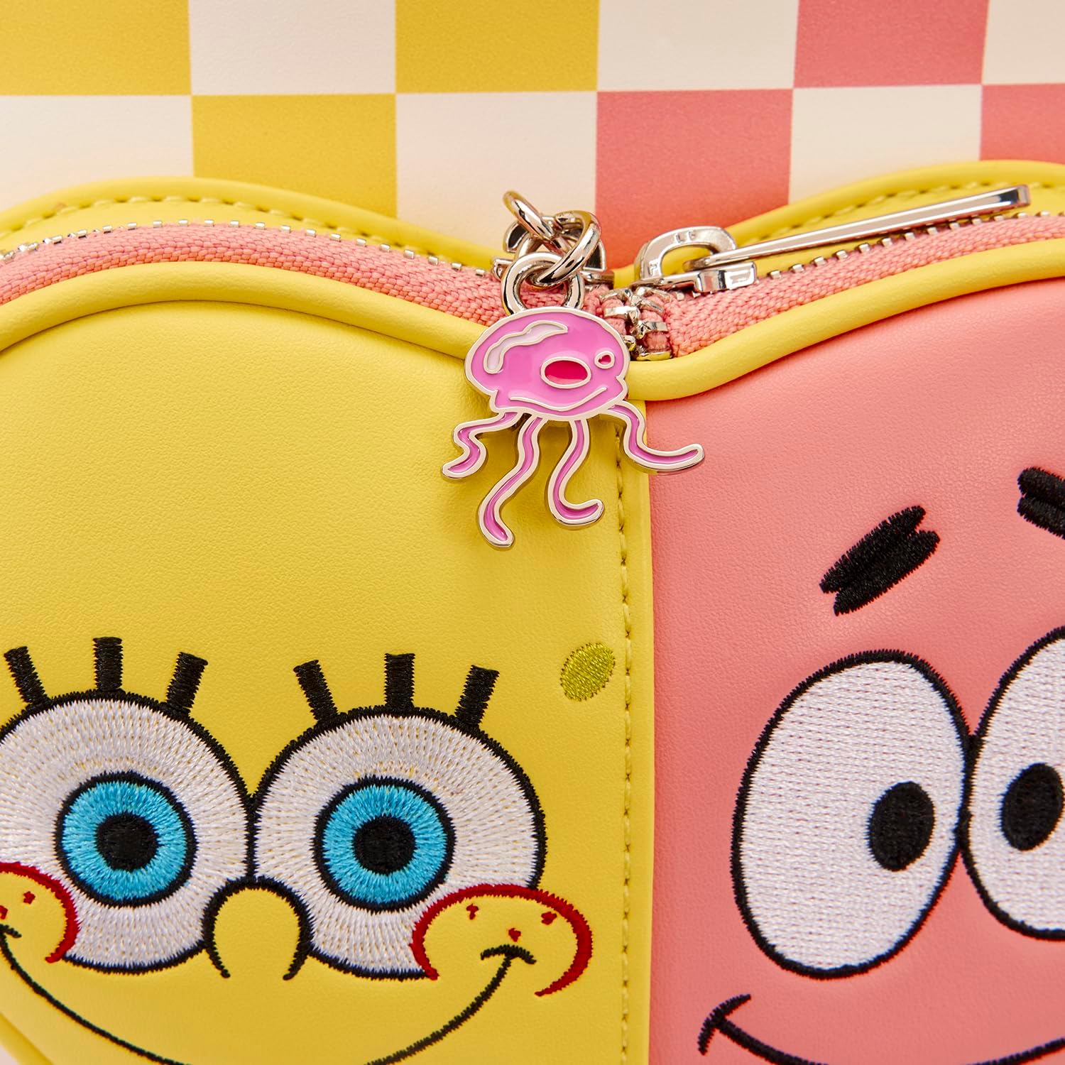 Loungefly Nickelodeon Spongebob Squarepants - Patrick Star - Mini Zaino a Scacchi con Tasca Frontale a Forma di Cuore - Ideale per Bambini e Adulti - Borse da Collezione