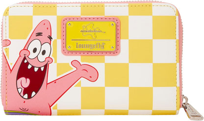 Loungefly Nickelodeon Spongebob Squarepants - Portafoglio con Cerniera a Scacchi in Ecopelle, 4 Scomparti per Carte di Credito, Ideale per Bambini e Adulti